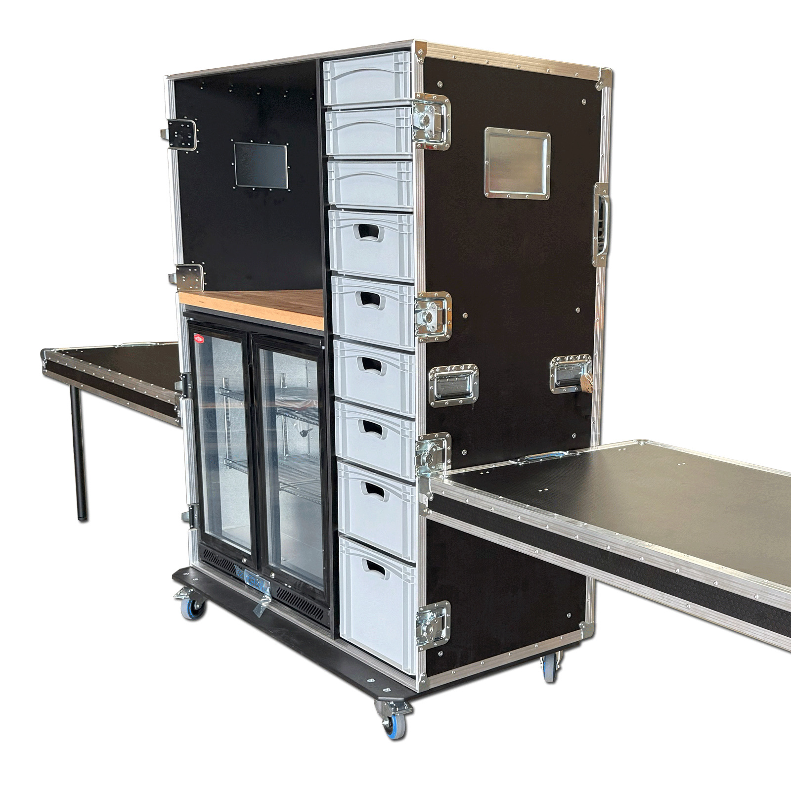 Hospitality Flight Case with Euro Containers and Double Fridge